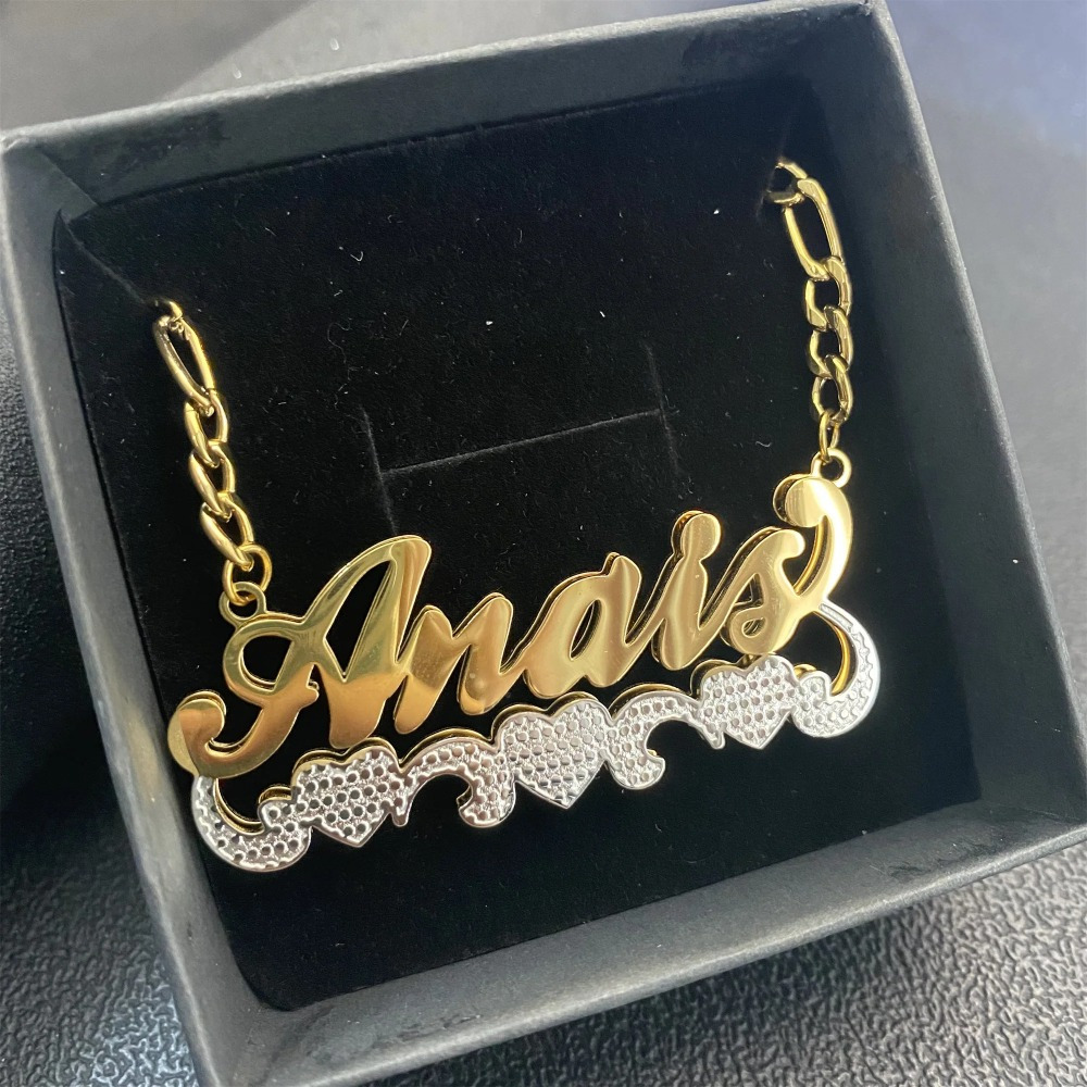 Personalized 18K Plated Stainless Steel Double Layer Name Necklace